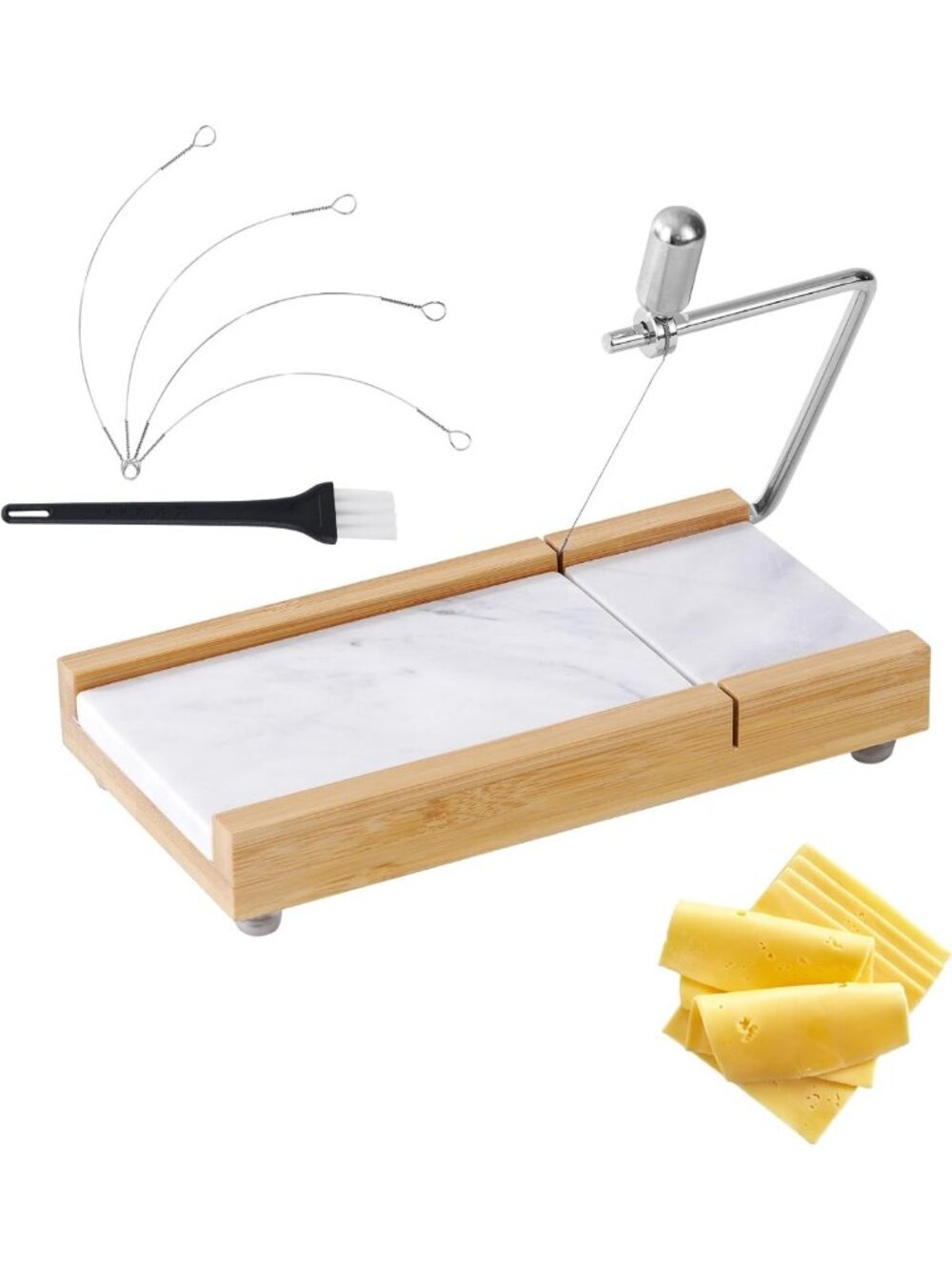 Marble Cheese Slicer & Cutter with 4 Cutting Wires, Heavy Duty Kitchen Tool